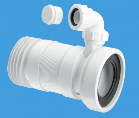 McAlpine 110mm Straight Flexible WC Pan Connector with Vent Boss 170-410mm Length WCF26RV