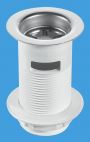 McAlpine White Plastic Backnut Basin Waste with Stainless Steel Flange Unslotted BSW2